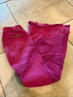 Kids Magenta Jeans with Raw Hem
